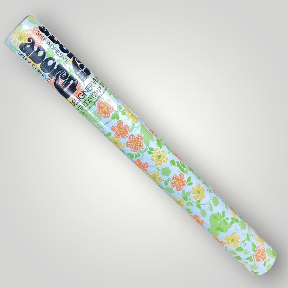 Adorn Self Adhesive Vinyl Shelf Paper Roll Flower Power 3 Yards 1970s Ephemera